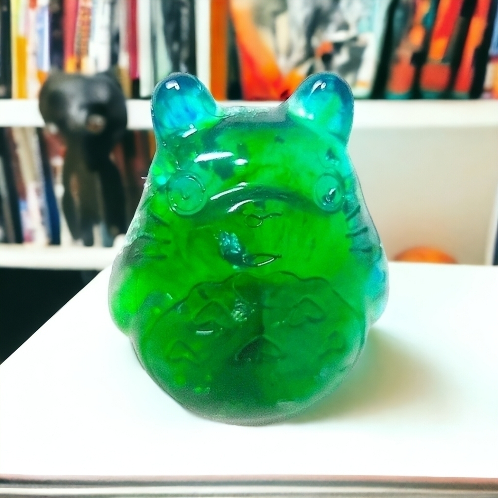 Handcrafted Green Resin With Silver Leaf Totoro Figurine